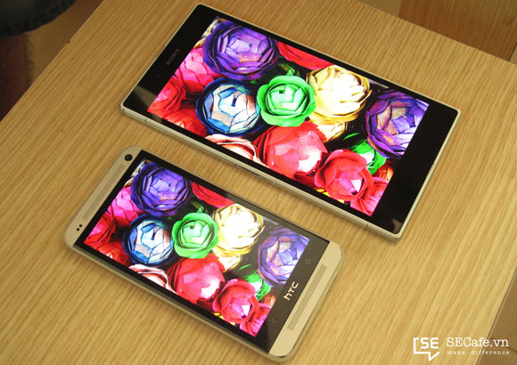 Sony Xperia Z Ultra display compared to the HTC One